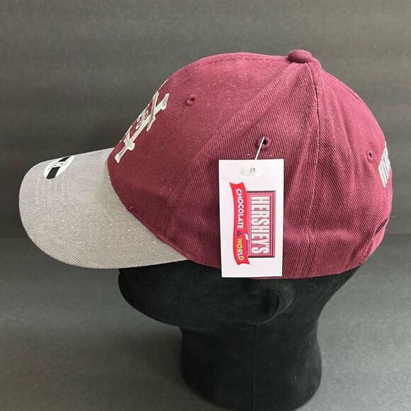 Hersheys Chocolate World Youth Cap Hat Adjustable Sz Medium Maroon Gray Logo - Picture 5 of 9